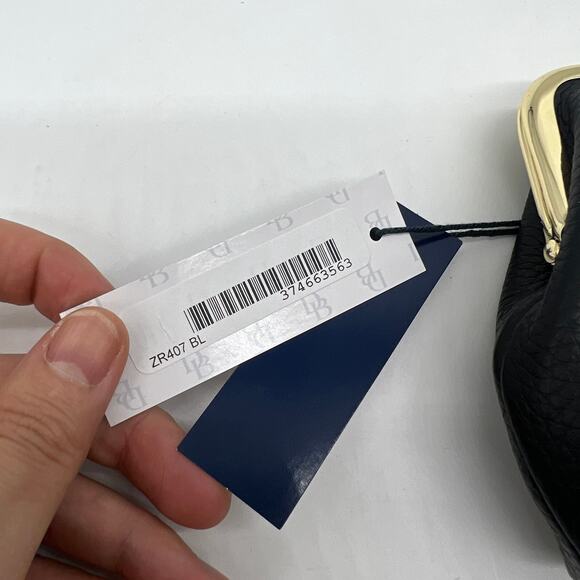 Dooney & Bourke Pebble Leather Large Framed Kisslock Wallet Black - Picture 3 of 14